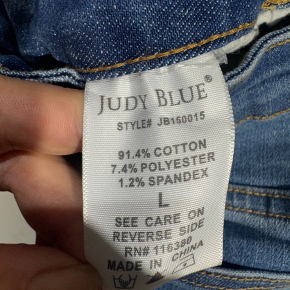 Judy Blue Distressed Jean Shorts with Leopard Accents - Picture 4 of 11